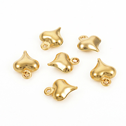 Золотой 304 прелести нержавеющей стали, сердце, золотые, 9.7x7.6x3.2 мм, отверстие : 1.2 мм