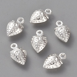 925 Sterling versilbert Messing Charme, langlebig überzogen, Erdbeere, 925 Sterling versilbert, 10.5x6.5x4 mm, Bohrung: 1 mm