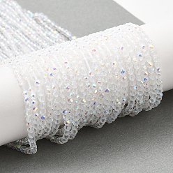 Прозрачный Стеклянные бусины с гальваническим покрытием , с покрытием AB цвета, граненые круглые, прозрачные, 3x2.5 мм, отверстие : 0.7 мм, около 130~135 шт / нитка, 12.99~14.17 дюйм (33~36 см)