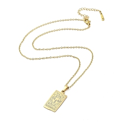 Aquarius Rectangle with Twelve Constellations Pendant Necklaces, 304 Stainless Steel Cable Chains Necklaces, Golden, Aquarius, 15.98 inch(40.6cm)