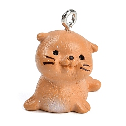 Other Animal Милые подвески из непрозрачной смолы, с железной платиной петлей, печать, 20.5x19x12.5 мм, отверстие : 2 мм