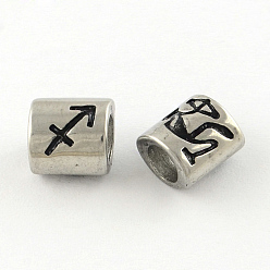 Стрелец Гладкая поверхность, устойчивая к потускнению 304 нержавеющая сталь европейская бусина, бусины с большим отверстием, овальное созвездие / знак зодиака, Стрелец, 9x8.5x6.5 мм, отверстие : 4.5 мм