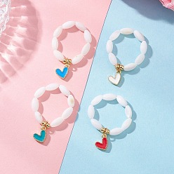 (52) Непрозрачная лаванда Парные кольца-подвески из натуральной ракушки с латунной эмалью, сердце, разноцветные, внутренний диаметр: 19 мм