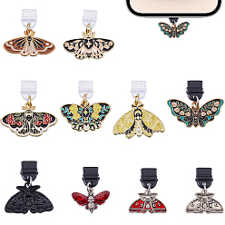 (52) Непрозрачная лаванда 10шт пластиковые мобильные пылезащитные заглушки, с подвесками из эмали и сплава , бабочка, золотые, разноцветные, 25~35 мм