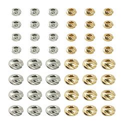 Platinum & Golden 60Pcs 4 Styles Column Brass Beads, Rack Plating, Long-Lasting Plated, Cadmium Free & Lead Free, Platinum & Golden, 3~4x1.5~2mm, Hole: 1~1.2mm, 15pcs/style