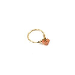 Karneol Ringe aus natürlichen Karneolnuggets, Messingschmuck für Damen Herren, golden, Innendurchmesser: 18 mm