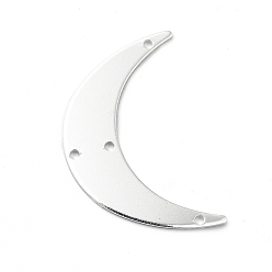 Посеребрённый Покрытие стойки латуни, долговечный, без кадмия и без свинца, полумесяц / двойной рог, 925 серебро покрытием, 30x21x0.7 мм, отверстие : 1.2 мм