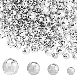 с Покрытием Серебра 280 шт. 4 стили граненые круглые покрытые акриловые бусины, со серебряным покрытием, 6~12 мм, отверстие : 1.5~2 мм