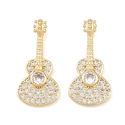Настоящее золото 18K Латунные микро проложить кубического циркония подвески, гитар, реальный 18 k позолоченный, 27x13x5 мм, отверстие : 4x2 мм