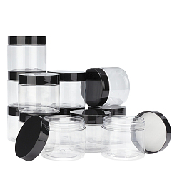 Черный Прозрачные пластиковые контейнеры для бусинок для домашних животных, с завинчивающейся крышкой, колонка, чёрные, 7.1x6.25 см, емкость: 150 мл (5.07 жидких унций)