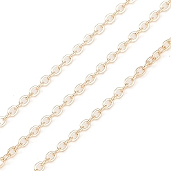 Light Gold Железная тросовая цепь с покрытием стойки, овальные, золотой свет, 2.5x1.8x0.5 мм, 50 двор / рулон