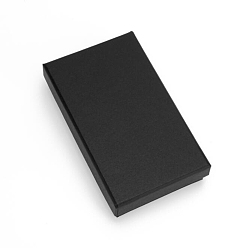 Черный Подарочные коробки из бумаги и картона для ювелирных изделий, бархатом внутри, прямоугольные, чёрные, 7.9x13.45x2.95 см