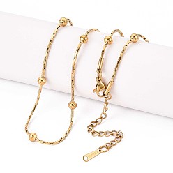 Настоящее золото 18K 1.2мм 304 ожерелья из нержавеющей стали с круглыми шариками в стиле бостонской цепи, ионное покрытие (ip), реальный 18 k позолоченный, 15.94~16.14 дюйм (40.5~41 см)