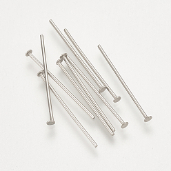Stainless Steel Color 304 Stainless Steel Flat Head Pins, Stainless Steel Color, 30x0.7mm, head: 1.5mm