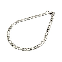 Stainless Steel Color Tarnish Resistant 304 Stainless Steel Figaro Chain Bracelet Making, Stainless Steel Color, 8-7/8 inch~8-1/4 inch(21~22.5cm), 4mm