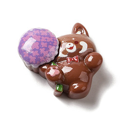 Other Animal Непрозрачная смола декодирует кабошоны, животное с цветком, Красная панда, 27.5x28x11 мм