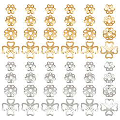 Золотой & Серебряный 48 шт. 8 стили 925 колпачки для бусин из стерлингового серебра, мульти-лепесток, цветок, золотой и серебряный, 5~8x1.2~2 мм, отверстие : 0.7~1.2 мм, 6 шт / стиль