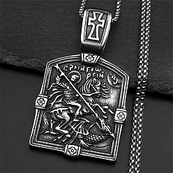 Античное Серебро 304 ожерелья из нержавеющей стали с подвеской в виде рыцарского креста для мужчин, античное серебро, 23.62 дюйм (60 см)