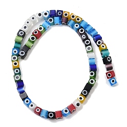 Разноцветный Ручной сглаза бусины бисер нитей, кубические, красочный, 5.5x5.5x5.5~6 мм, отверстие : 1 мм, около 63~65 шт / нитка, 14.41''~15.63'' (36.6~39.7 см)