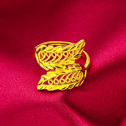 Золотой Кольца-манжеты из сплава для женщин, лист, золотые, 15~20 мм