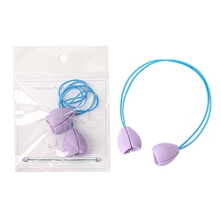 Лиловый Протекторы для кончиков спиц Flower ABS, вязальные игольные колпачки, спицы пробка, сирень, 2.5x2 см