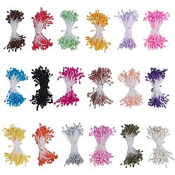 Mixed Color Gypsum Artificial Flower Heart Core, Mixed Color, 60x3mm, about 100strands/color, 1800strands/set