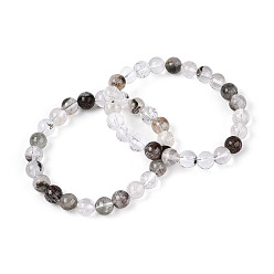 Лодолит Кварц Браслеты из круглых бусин натурального зеленого кварца-лодолита для мужчин и женщин, внутренний диаметр: 2-1/8 дюйм (5.5 см)