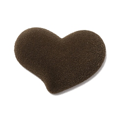 Сердце Кабошоны из непрозрачной смолы с бархатным покрытием, кокосового коричневый, сердце, 26x34.5x7.5 мм
