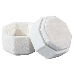 Белый Пластиковая бархатная обложка для парных колец, подарочный футляр для обручального кольца, восьмиугольник, белые, 5.1x5x4.9 см