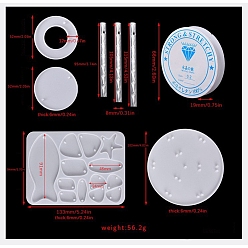 Flat Round DIY Wind Chime Making Kit, Including Silicone Pendant Mold, Epoxy Resin, Flat Round, Flat Round, 52x12mm