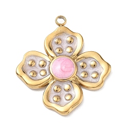 Pink 304 нержавеющей стальной эмали подвески, , золотые, розовые, 26.5x24x3.5 мм, отверстие : 1.5 мм