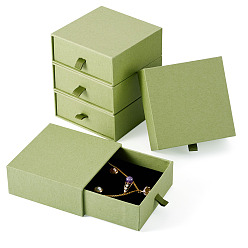 Темный Морско-зеленый 5шт. картонные коробки для упаковки ювелирных изделий, квадратный, темно-зеленый, 9.5x9.5x3.8 см