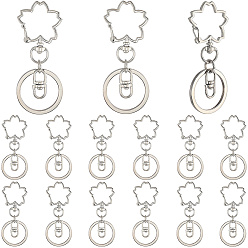 Платина 18шт. застежки для брелков из сплава, цветок, платина, 71.5 мм