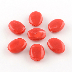Красный Овальной имитация драгоценных камней акриловые бусины, красные, 19x15x7 мм, Отверстие : 2 мм , около 330 шт / 500 г