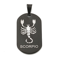 Скорпион 316 хирургические подвески из нержавеющей стали, овал с подвеской в виде созвездия, чёрные, Скорпион, 37.5x22x1.9 мм, отверстие : 7.9x4.8 мм