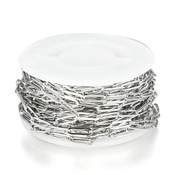 Stainless Steel Color 304 Stainless Steel Paperclip Chains, Soldered, with Spool, Stainless Steel Color, 10x3x0.5mm, about 16.4 Feet(5m)/roll