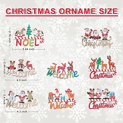 Mixed Color 8Pcs 8 Style Christmas Decorative Wooden Door Sign, Wood Big Pendants for Door, Hanging Ornament, Mixed Shape, Mixed Color, 61~76.5x99~109.5x3.5~5mm, Hole: 2~2.5mm, 1pc/style