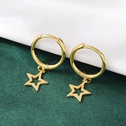 Золотой Звезда 925 серьги-кольца из стерлингового серебра для женщин, золотые, 18x7.5 мм