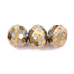 Verge D'or Foncé Perles en verre electroplate, Rondelle avec motif, facette, verge d'or noir, 7~8x5.5~6mm, Trou: 1~1.2mm