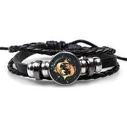 Стрелец Созвездие трехслойные многорядные браслеты из искусственной кожи, плетеные регулируемые браслеты, Стрелец, 7-1/8 дюйм (18 см)