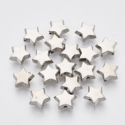 Платина CCB пластиковые шарики, звезда, платина, 9x10x4 мм, Отверстие : 1.4 мм , около 2450 шт / 500 г