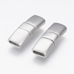 Stainless Steel Color Tarnish Resistant 304 Stainless Steel Fold Over Clasps, Rectangle, Matte, Stainless Steel Color, 22x8x5mm, Hole: 2x6mm