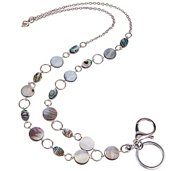 Platinum DIY Keychain Making, with Shell Beads, 304 Stainless Steel Jump Rings, Alloy Key Clasps, 304 Stainless Steel Cable Chains and Iron Eye Pin, Platinum, 7.4x7.2x1.7cm