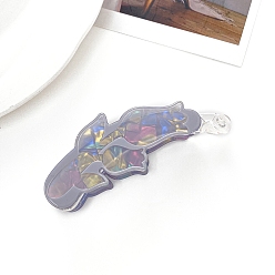 Светлый Стально-синий Цветочные акриловые заколки для волос из кожи аллигатора, аксессуары для волос для женщин и девочек, светло-стальной синий, 100 мм