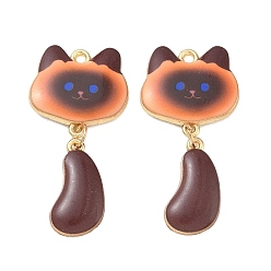 Сиена Печатные подвески сплава, подвески в форме кошки, стойки покрытие, золотые, цвет охры, 40x19.5x2.5 мм, отверстие : 1.8 мм