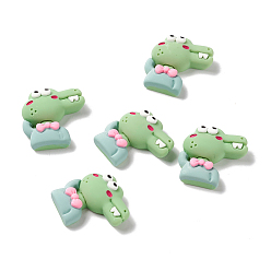 Light Green Opaque Resin Cabochons, Crocodile, Light Green, 21.5x21x7mm