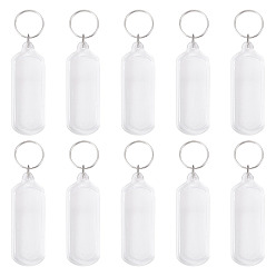 Rectangle 10Pcs Acrylic Keychains, with Iron Rings, Platinum, Rectangle, 107mm