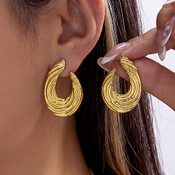 Golden 304 Stainless Steel Stud Earrings for Women, Oval, Golden, 38x25mm