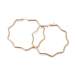 Золотой Серьги из 201 нержавеющей стали, с 304 штифта из нержавеющей стали, гипоаллергенные серьги, цветок, золотые, 12 датчик, 64x65x2 мм, штифты : 0.7x1 мм