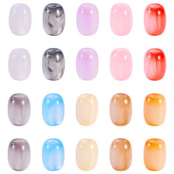 (52) Непрозрачная лаванда 20Европейские бусины из смолы, бусины с большим отверстием, имитации кошачьего глаза , баррель, разноцветные, 16x12 мм, отверстие : 5.2 мм